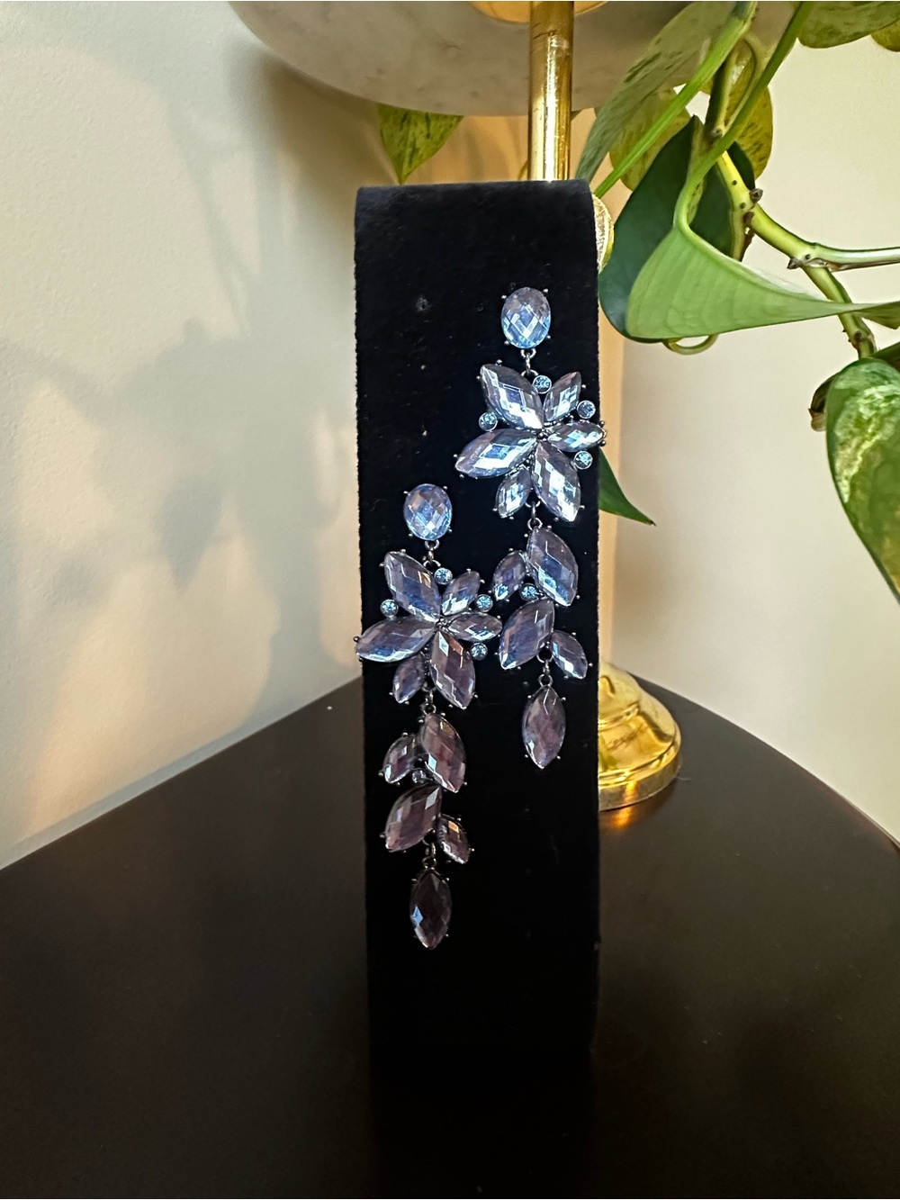 Francesca's Collections Lavender Crystal Floral Cascade Earrings